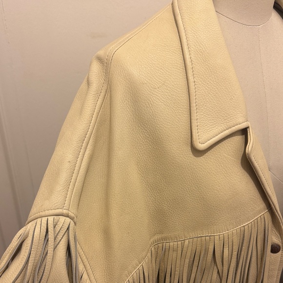 R13 Cream Fringe Leather Jacket - Picture 3 of 8